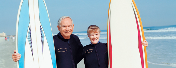 Couple with surfboards